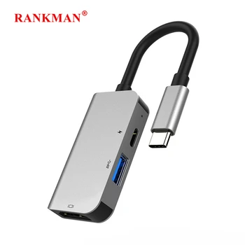

Rankman USB C to HDMI 4K Type-c USB 3.0 Adapter Hub for iPad Pro MacBook Samsung S9 Dex Huawei Dock Surface TV Projector Monitor