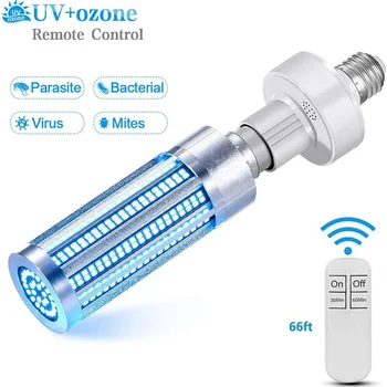 

UV Germicidal Lamp 60W UV-C Disinfection Light Bulb 110V 220V E26/ E27 Base with Remote Control Ozone Free