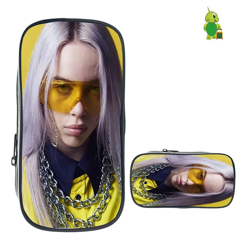 Billie Eilish пеналы для девочек-подростков, косметички, школьные принадлежности, канцелярские принадлежности, сумка для хранения, Billie Eilish, хип-хоп, косметичка - Цвет: 1
