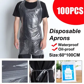 

100pcs White Disposable Cleaning Apron Transparent Easy Use Kitchen Aprons For Women Men Kitchen Coing Apron