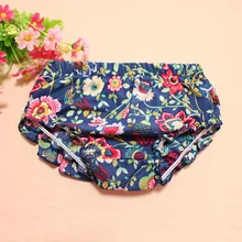 Новые стильные зимние штаны-шаровары в европейском и американском стиле, штаны из чистого хлопка с принтом и кружевом для малышей 0, 1, 2, 3, темно-синего цвета, teng tiao hua