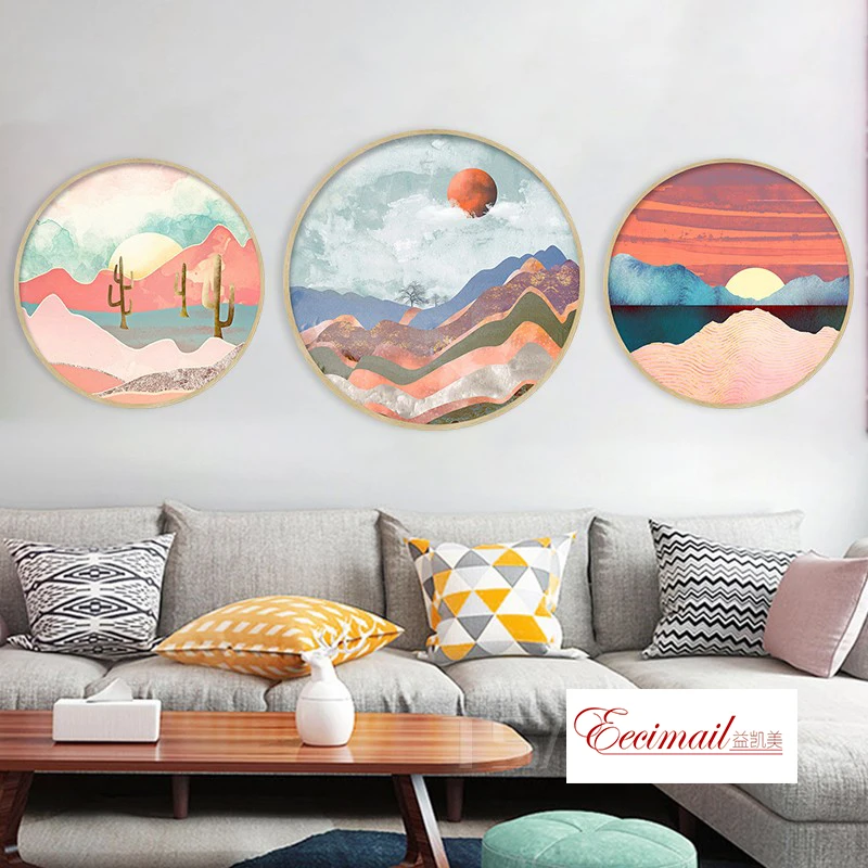 EECAMAIL DIY Diamond Painting Nordic Style Living Room Round Cross Stitch Embroidered Warm Bedroom | Дом и сад