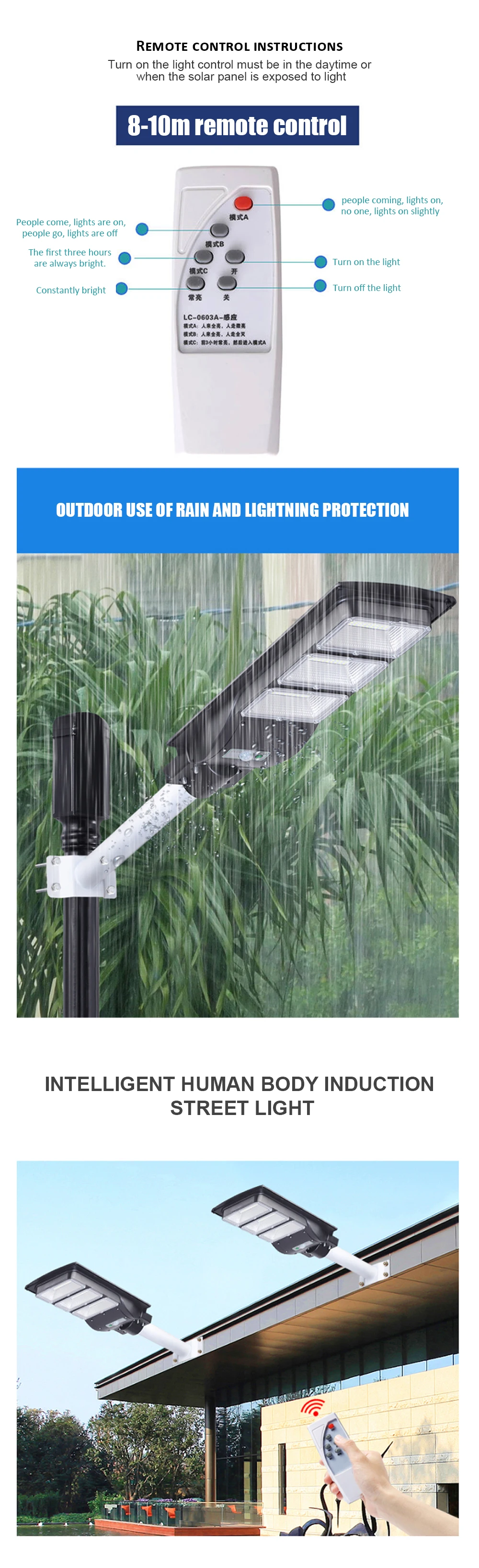 30W/60W/90W LED Solar Street Lamp Radar Induction PIR Motion Sensor Outdoor IP67 Waterproof Solar Lamp for Wall Garden Walkway