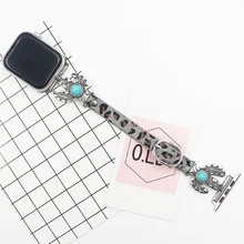 

Strap For Apple Watch band 44mm/40mm Decorative ring luxury correa 42/38mm leather bracelet iwatch series 5 4 3 6 SE 7 41/45mm