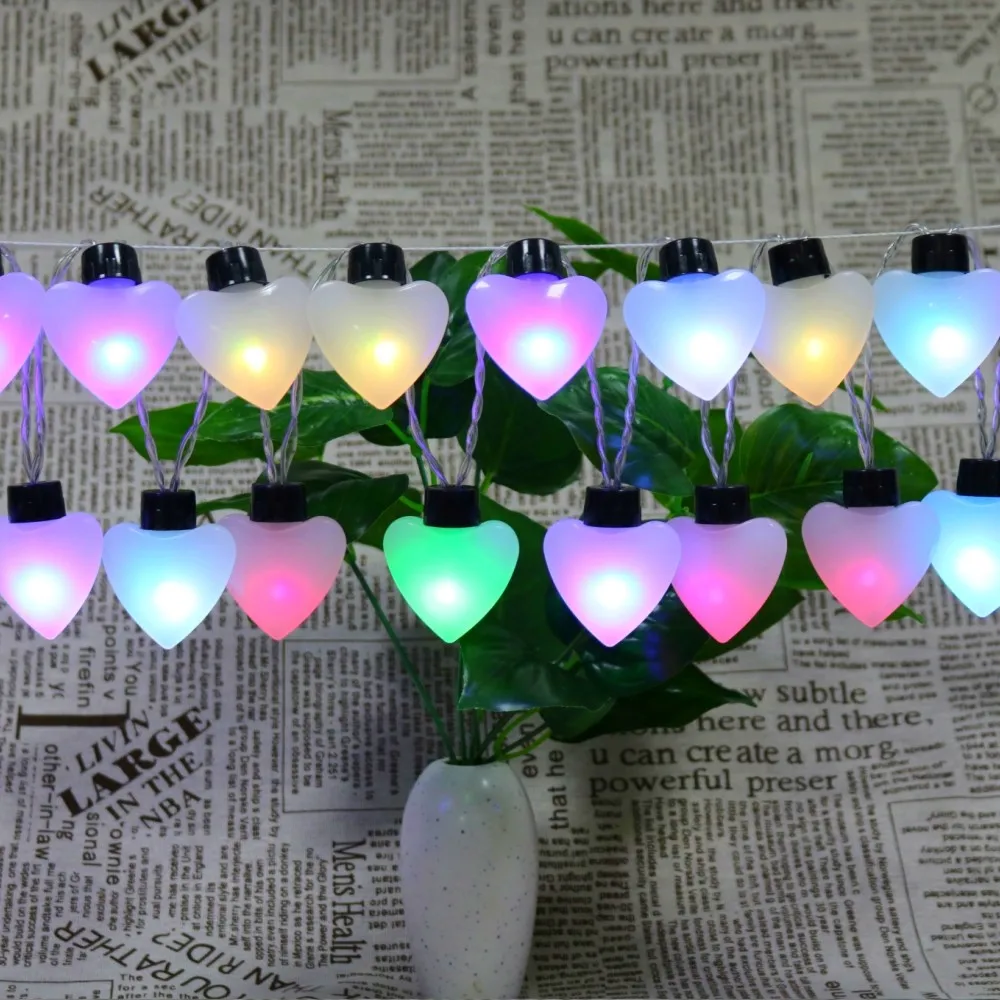 Love Heart shape Водонепроницаемый пульт дистанционного управления 6 м 20 светодиодный Сказочный гирлянда 8 режимов Звезда Луна светящаяся гирлянда Рождественские Праздничные Свадебные огни - Испускаемый цвет: Love Heart shape