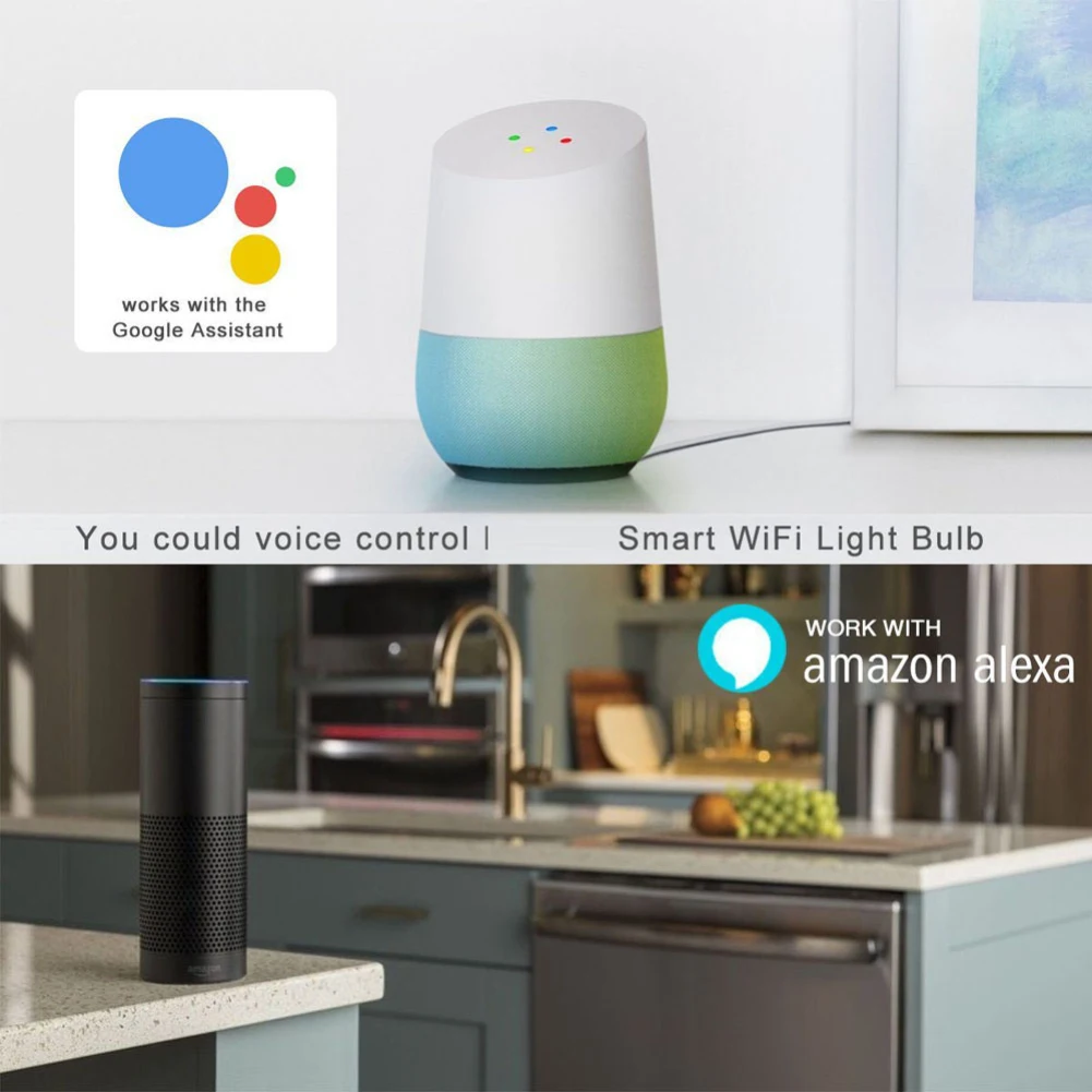 7 Вт RGBW умная WiFi лампа светодиодный светильник E27 B22 E26 затемнение светодиодный Изменение цвета умное Домашнее освещение работа с Alexa Google Home