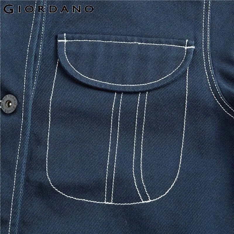 Giordano Женская куртка хлопок 3D карман Модные жакеты Mujer с длинным рукавом и пуговицами спереди шамары De Mujer 05379747