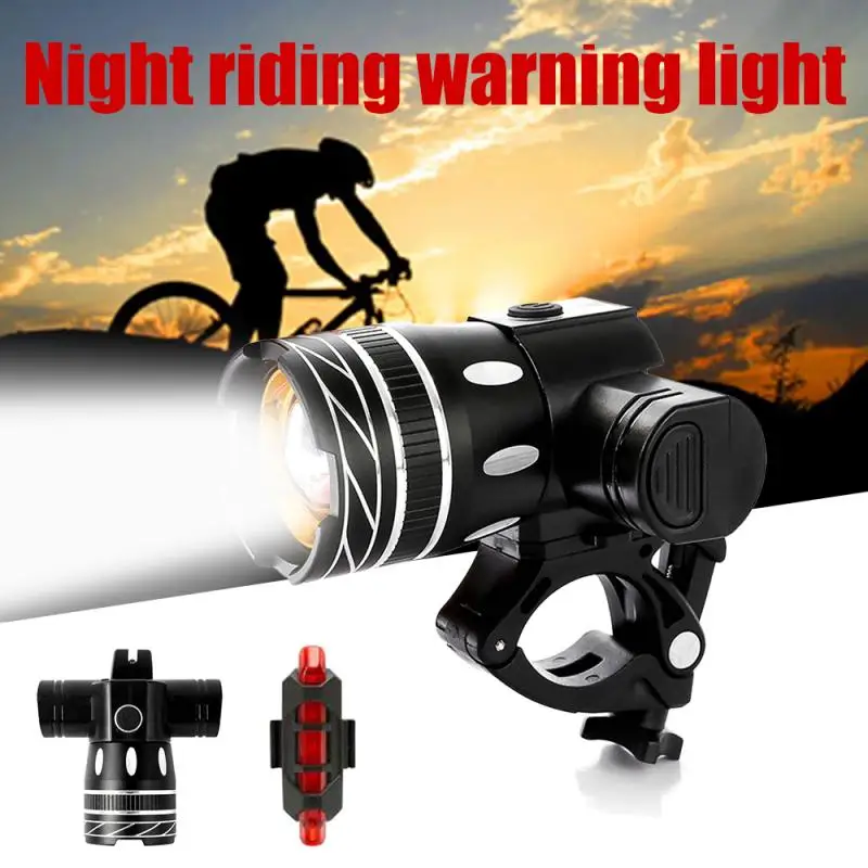 

T6 USB Rear Light Adjustable Bicycle Light Rechargeable Battery Zoom Bike Headlight Lamp With Taillight Bicycle Accessories