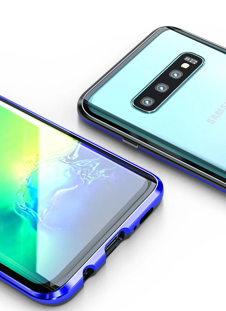 360 Полный Магнитный адсорбционный чехол для samsung Galaxy S10 5G S8 S9 Plus Note 10 Plus 9 8 закаленное стекло Передняя Задняя крышка чехол