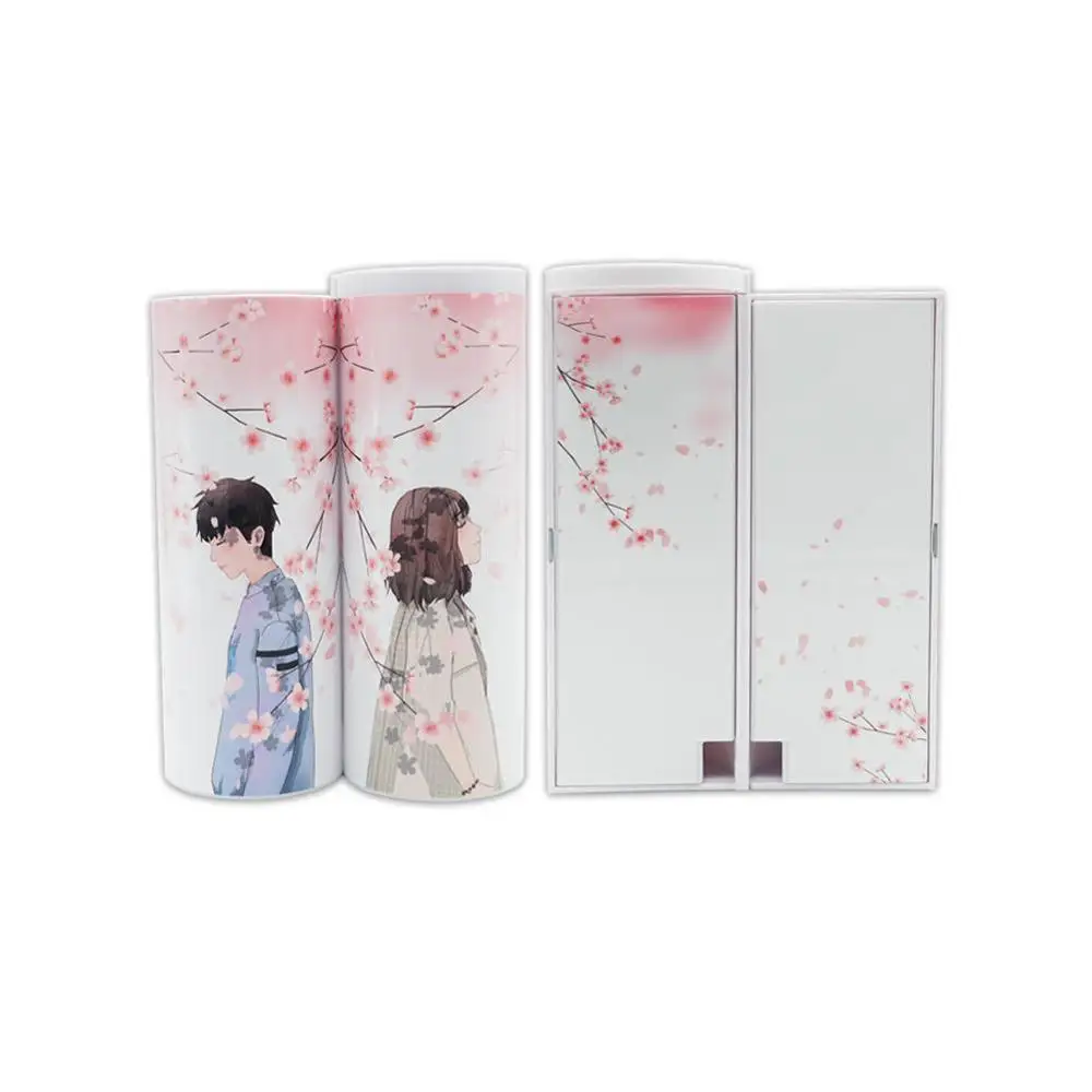 C NEW Kawaii Pencil Case Double Layer Pen Box With Mirror Calculator Whiteboard Pen Wiper For School Supplies Cosmetic case etui - Цвет: C