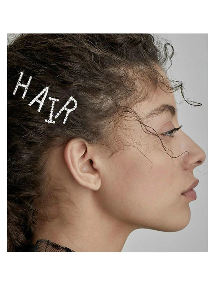 Кристальные буквы блестящие заколки для волос Стразы буквы металлические заколки для волос женские боковые Инструменты для укладки волос Bobby Diamond аксессуары для волос