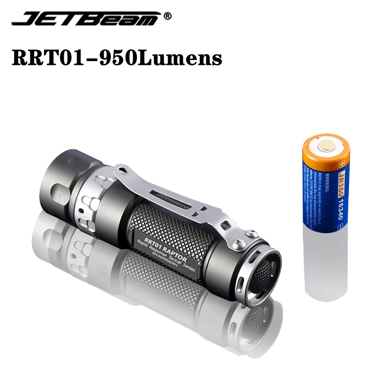 JETBeam RRT01 CREE XP-L LED Rechargable Tactical Flashlight Torch+16340 Battery