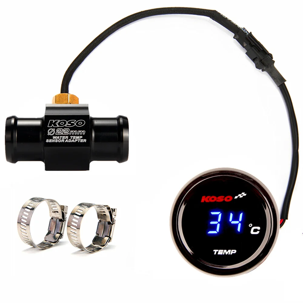 Temperatur-Blue-22mm Мотоциклетная температура KOSO круглая температура воды для Yamaha NMAX TMAX XMAX NVX 250 Y15ZR LC135 AEROX VIRAGO 125 датчик головки адаптера - Цвет: Temperatur-Blue-22mm