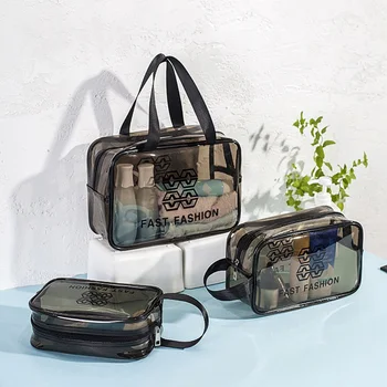 

Free Shipping Multifunction Travel Storage Makeup Bag Waterproof Transparent PVC Zipper Portable Handheld Comestic Bag