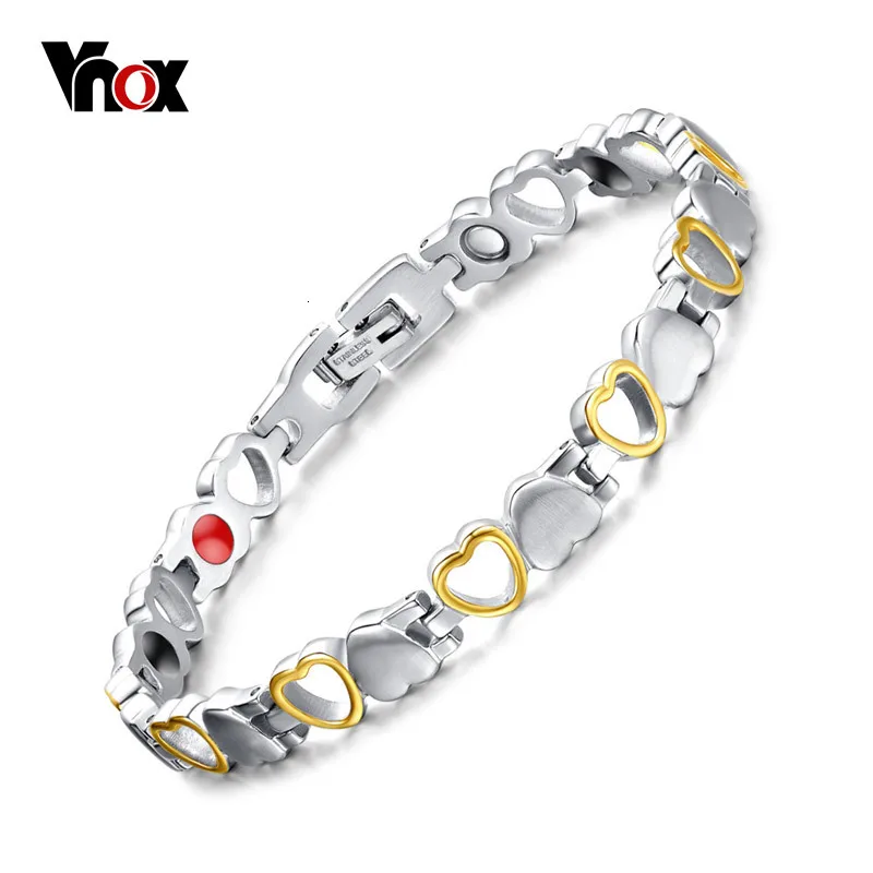 Vnox Винтаж сердце браслет магнит германия камень Здоровье и гигиена Для женщин ювелирные изделия Регулируемая Размеры
