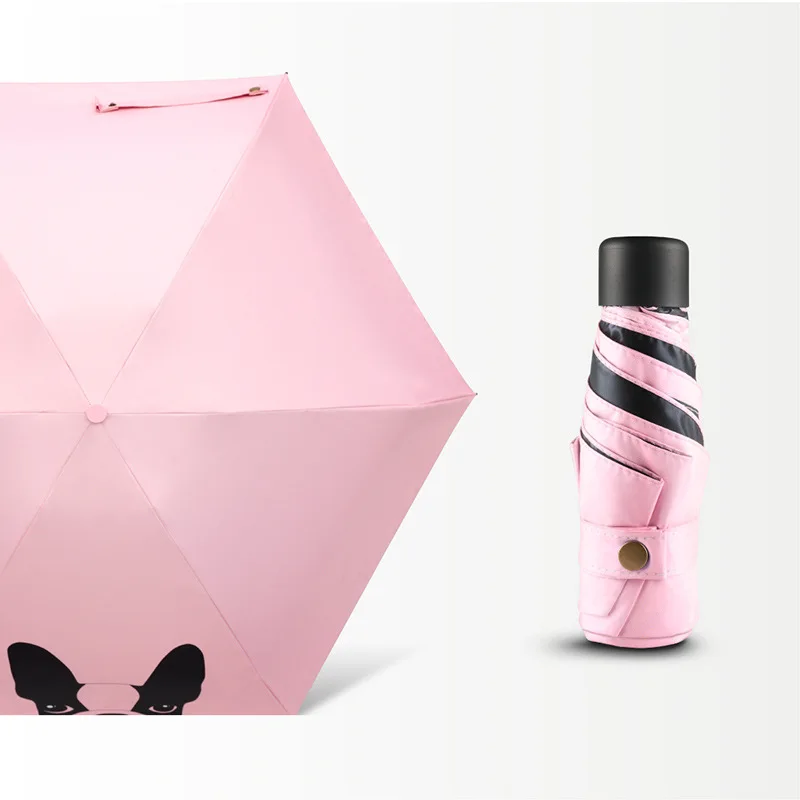 pink-dog Детский Зонт от дождя с рисунком кота, маленький 5 складной зонтик для девочки, мини-зонт с карманами, анти-УФ зонтик, Женский Солнечный/дождевик зонтик Z689N - Цвет: pink-dog