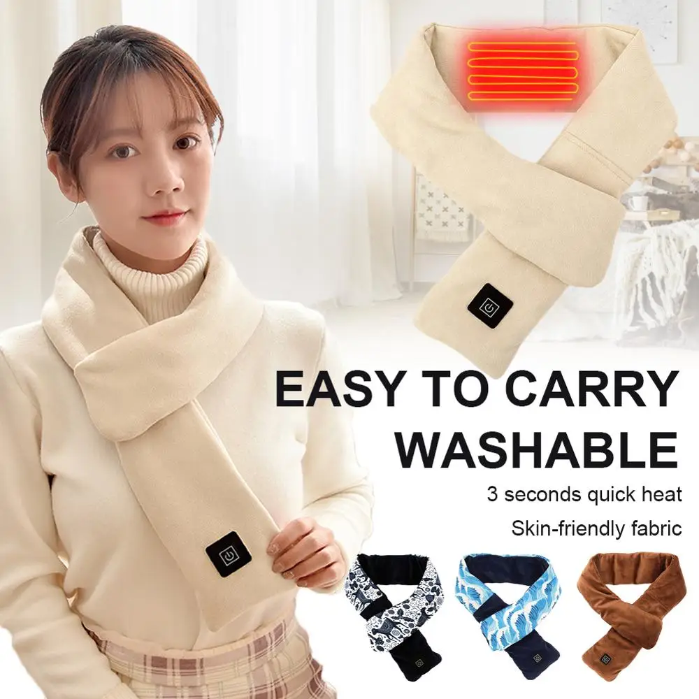 

New 2021 Winter Scarf Heated Scarf USB Women Heating Scarf Couple Scarf Neckerchief Plush Collar Scarves
