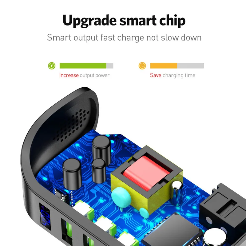 ANSEIP-cargador USB Vertical de 5 puertos, adaptador de enchufe de carga rápida 4A con pantalla LED, para iPhone, MacBook, Xiaomi y Huawei - Imagen 4