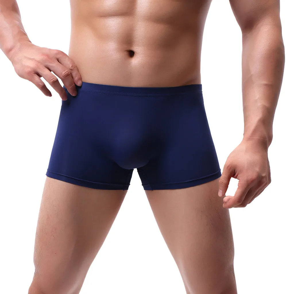 

Men Boxer underwear men ice-silk underpants male pure color men panties shorts underwear shorts Breathable Patchwork boxer
