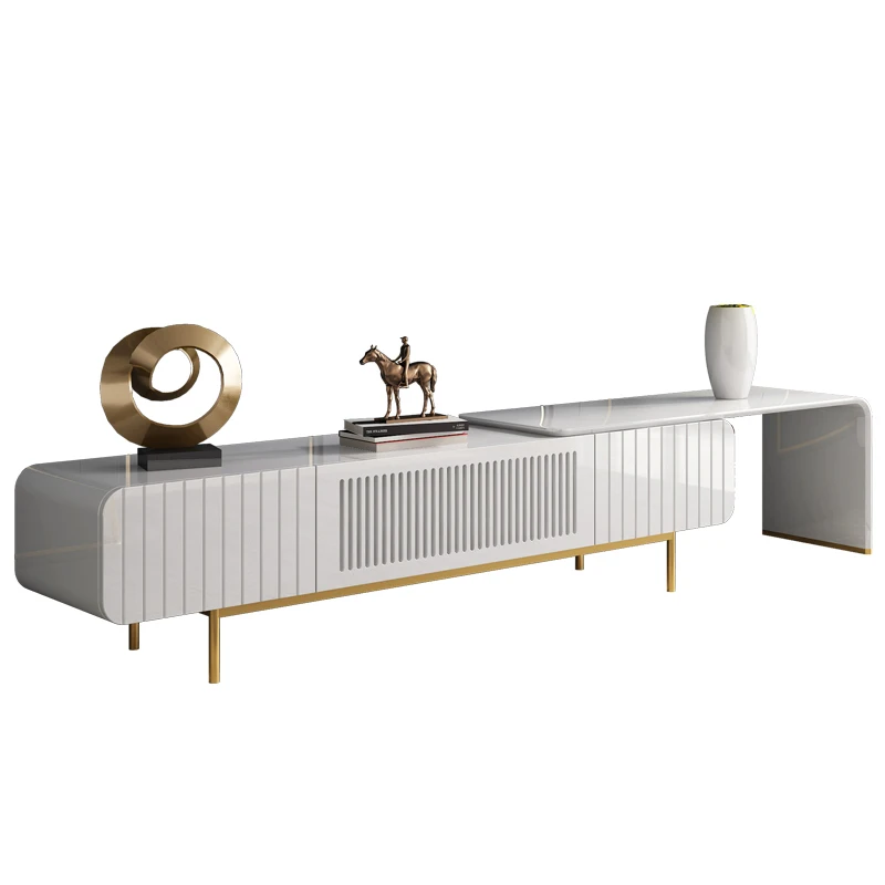 

Light luxury wind retractable TV cabinet and tea table combination set