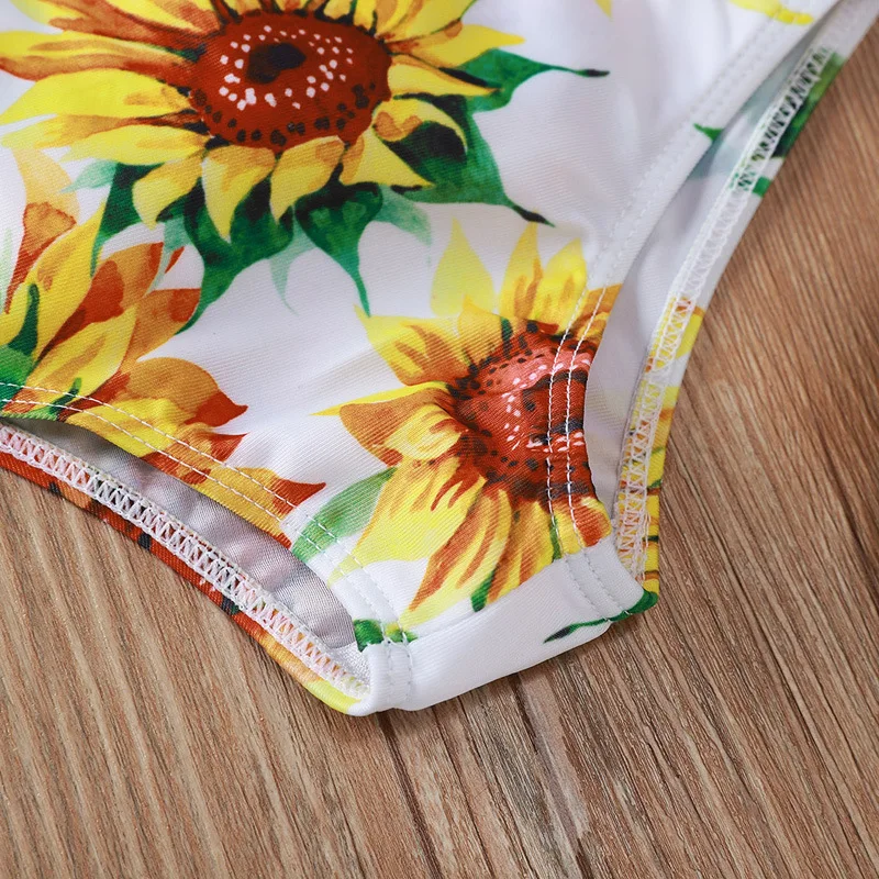 baby girl summer flower swimming wear kids swimwear with headband (1)