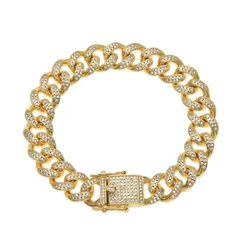 

New Arrival 18Mm Fashion Miami Cuban Chain Bracelet Full Iced Out Cubic Zirconia Chain Hip Hop Rapper Rock Jewelry Men Gift