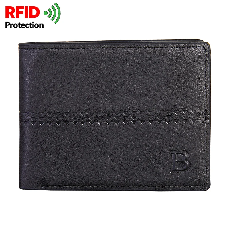

Short Wallet for Men Leather PU Dollar Pack Vintage Solid Business Casual Wallets Male Multi Cards Slots Purse RFID Protection