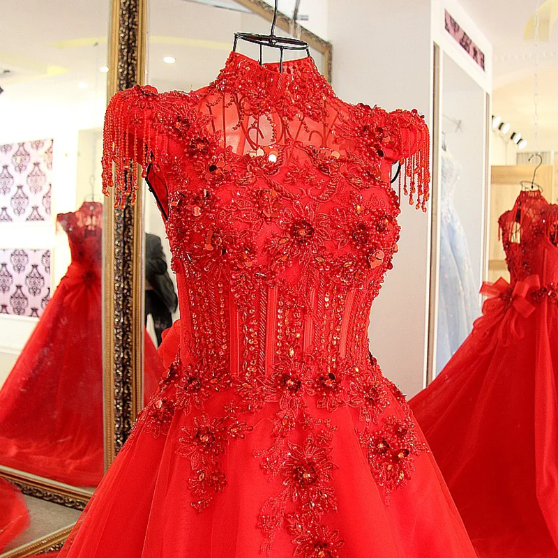 LS87003 Красные платья для вечеринок дизайн кружева назад рукава с капюшоном