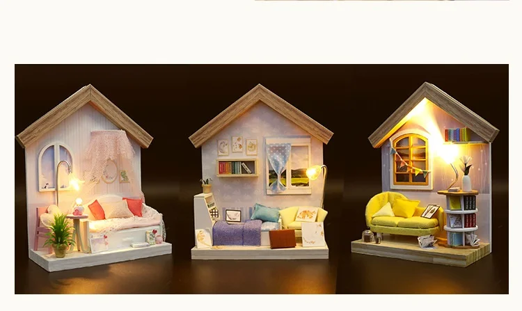 Мебель domek dla lalek Миниатюрный Кукольный Домик diy poppenhuis игрушки для детей развивающие деревянные Большие кукольные дома Рождество