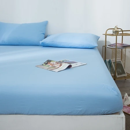 Fitted Sheet15 Сплошной цвет Простыня синий серый льняное постельное белье простыни для домашнего использования в отеле матрац с эластичной лентой Полный queen King size - Цвет: Fitted Sheet15
