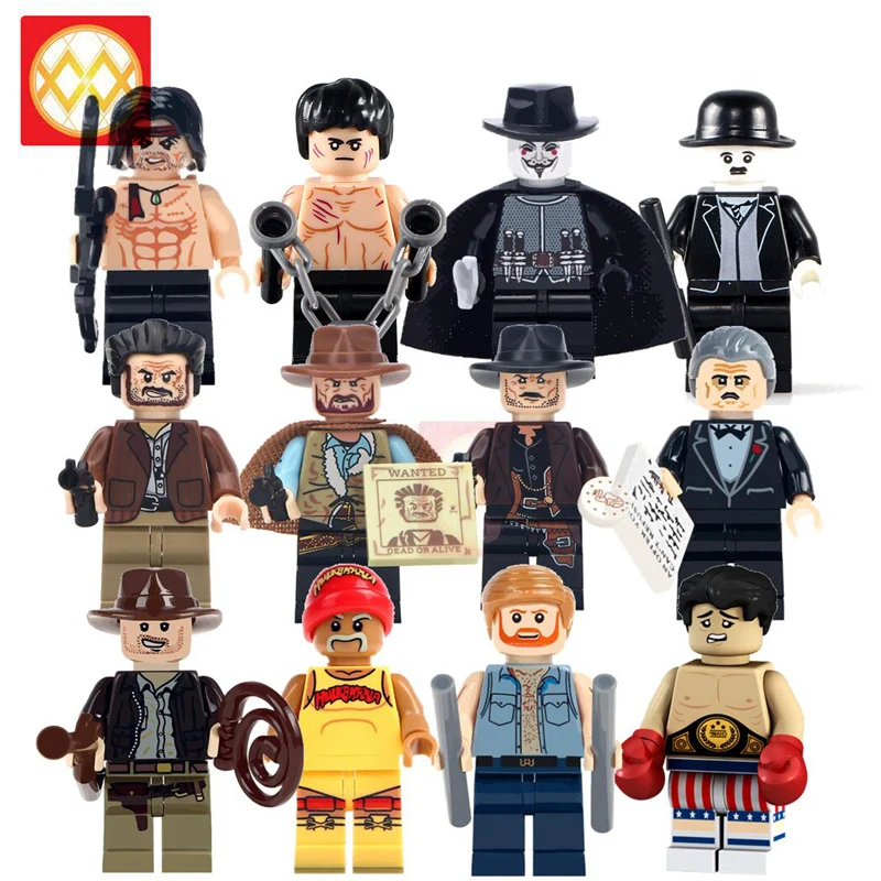 

Action Film Rocky Hulk Hogan Terry Gene Bollea Boxer Chuck Norris Karate Kungfu Super Hero Building Block Children Gift Toys