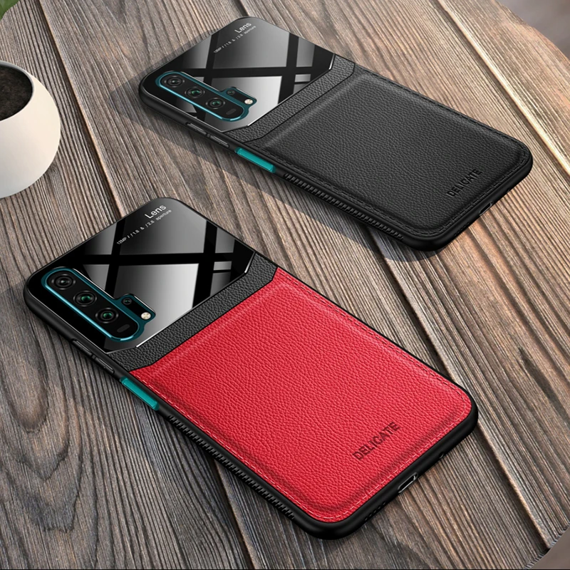 Тонкая зернистая кожа чехол для Huawei Honor 8x9x9 10 Lite View 20 Pro 10i 20i зеркальная стеклянная