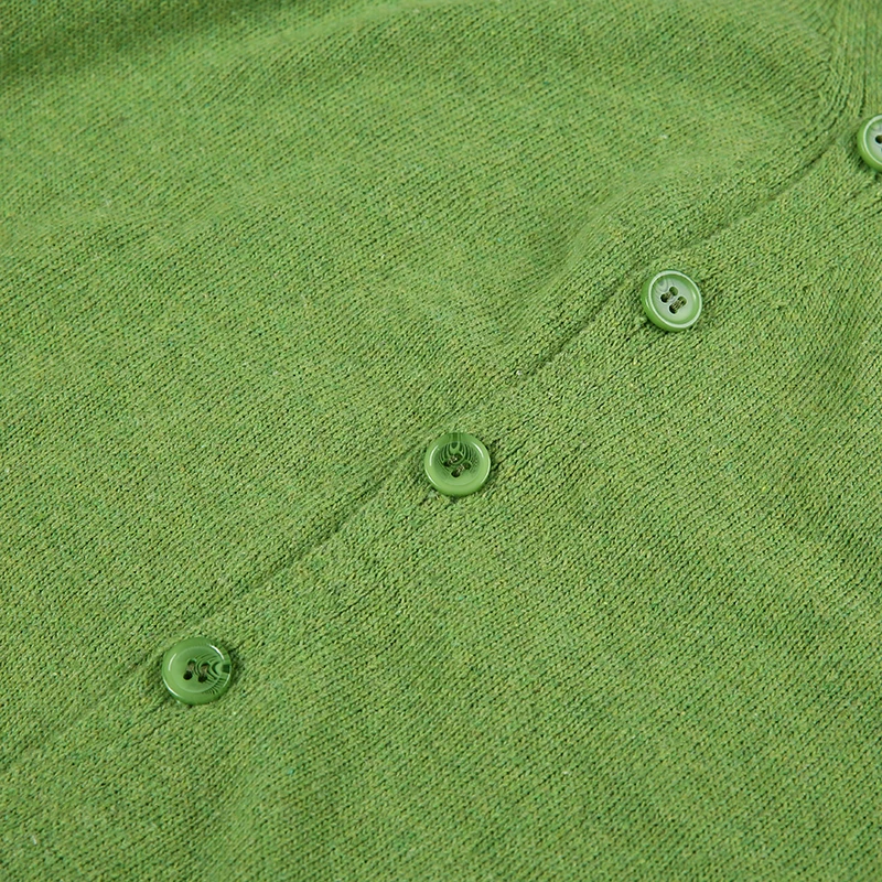 Waatfaak зеленый свитер и кардиганы для женщин, повседневный вязаный свитер с длинным рукавом, v-образный вырез, пуговицы, высокий уличный укороченный топ, свитер для женщин