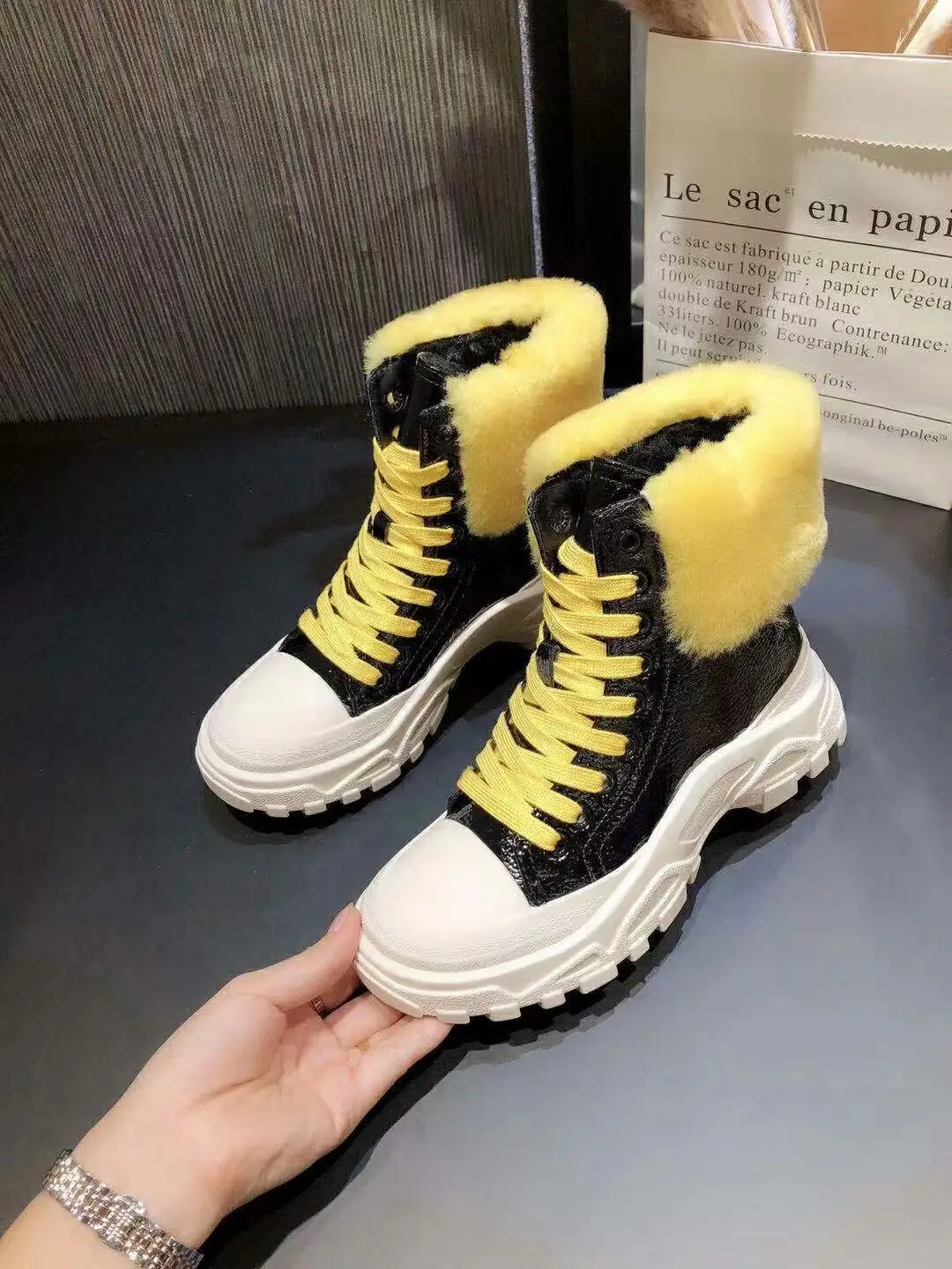 Winter New Wool Vulcanized Women's Boots Genuine Leather Platform Lace Casual Short Boots Fashion Comfortable Warm Cotton Shoes
