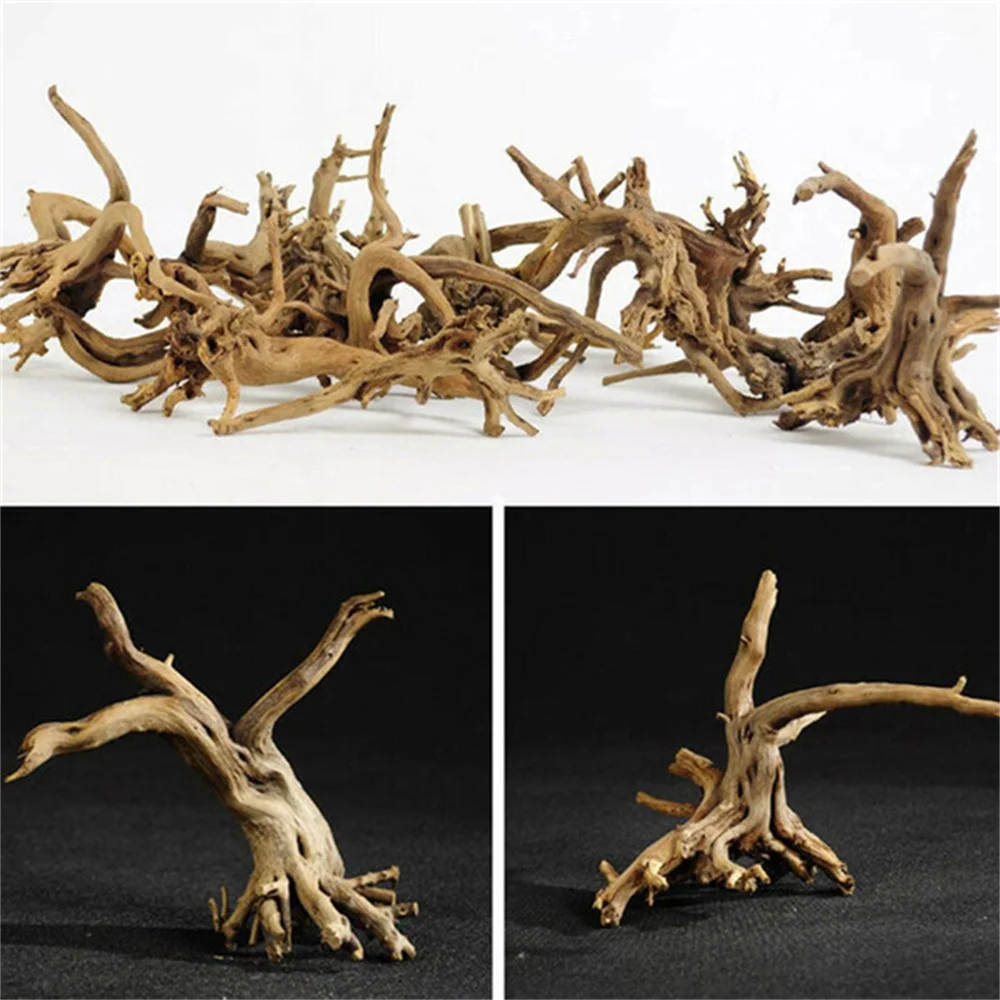 2PCS Wood Natural Tree Trunk Driftwood Aquarium Fish Tank Plant Decoration Ornament