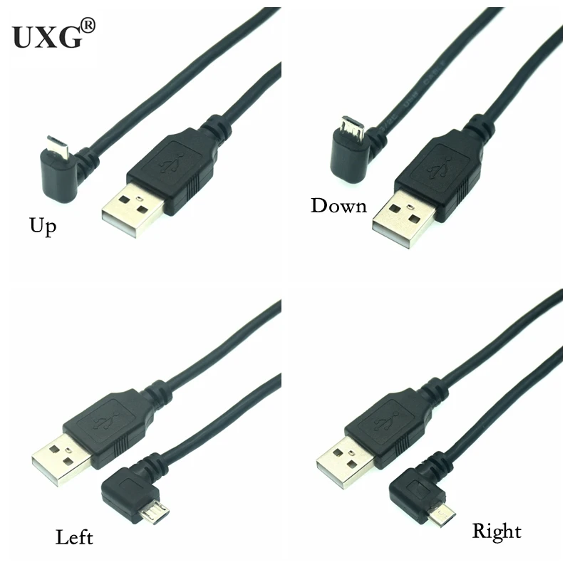 solsikke Kritisere Til fods Up Down Left Right Angled 90 Degree USB Micro USB Male to USB male Data  Charge connector Cable 25cm 50cm for Tablet 5ft 1m 3m 5m _ - AliExpress  Mobile