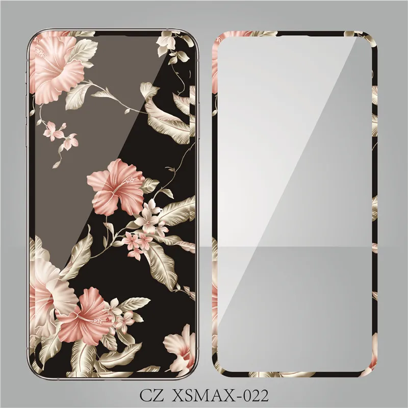 Закаленная Передняя пленка Luruxy с цветочным мраморным узором для iPhone 11 Pro Max XS MAX