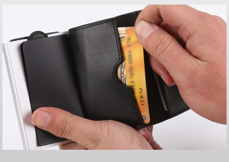 Противоугонный держатель для карт металлический мужской держатель для кредитных карт 533 rfid кошелек ID держатель для карт Блокировка мини-шкаф Чехол для карт porte carte