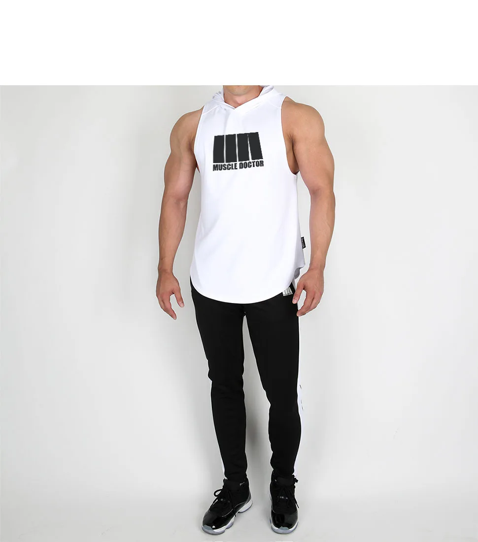 Muscle Dr. Brothers стиль летний Повседневный корейский стиль жилет мужской спортивный фитнес с капюшоном жилет одежда