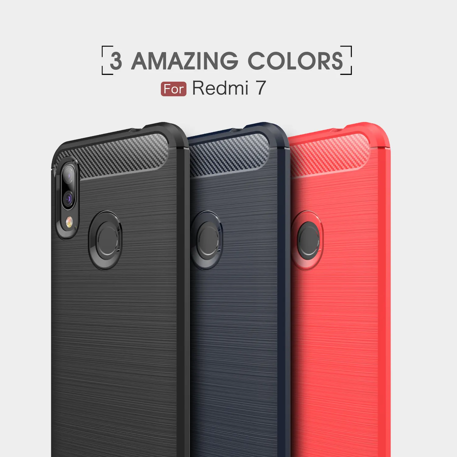 Деловой чехол для Xiaomi Redmi 7 Armor из углеродного волокна матовый ТПУ телефона 3 Гб ram 32