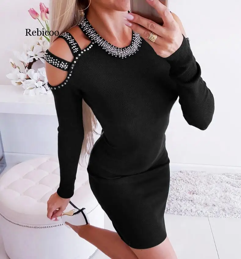

Dress Women Casual Black Short Sleeve V Neck Rhinestone Sheath Party Dress Fashion Female Mini Dress Streetwear vestidos