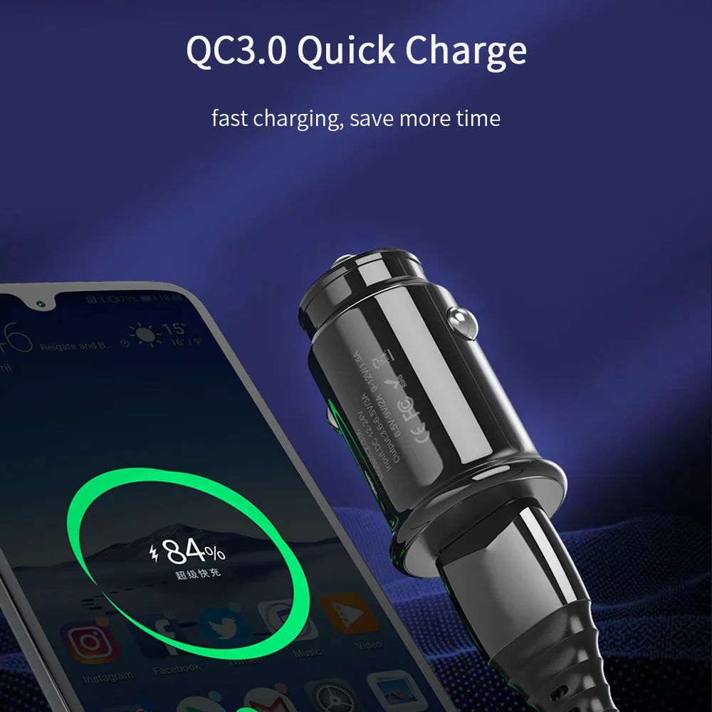 Мини USB Автомобильное зарядное устройство Quick Charge 3,0 4,0 автомобильное зарядное устройство для телефона для iPhone samsung Xiaomi mi8 QC3.0 быстрое мобильное автомобильное зарядное устройство
