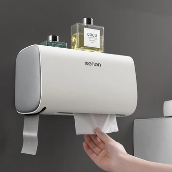 

Waterproof Toilet Paper Holder Wall Mount Hygienic Paper Dispenser for Bathroom Multifunction Bathroom Storage Tissue Box