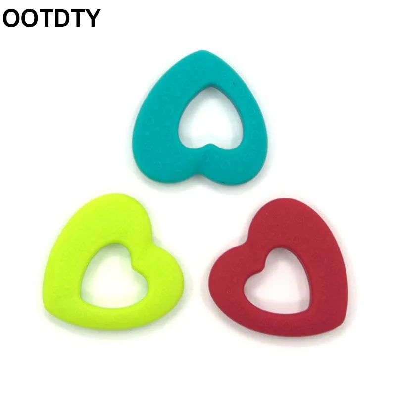 

New Heart Shape Baby Teether Cute Silicone Teething Chain Pendant Infants Chew Biting Toys