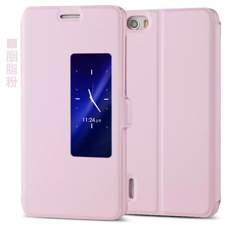 pink Роскошный кожаный чехол для huawei Honor 6, чехол с откидной крышкой с окошком для huawei Honor 6 5,", Чехол Для Телефона - Цвет: pink