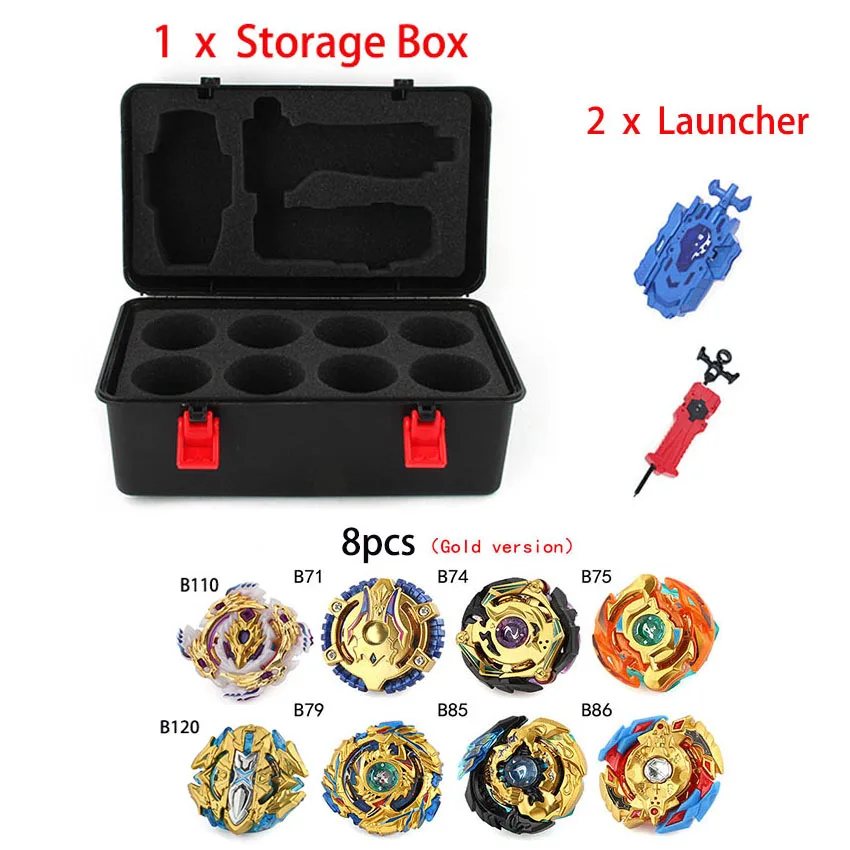 Пусковые устройства Beyblades игрушки GT Arena подарок для мальчиков Toupie Bayblades Металл Burst Бог волчок Bey Blade для детей подарок - Цвет: Box 2Launcher 8gyro