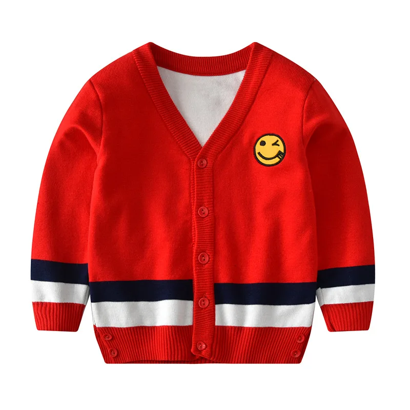 Red SINGBAIL Baby Boys Sweater Children's Girl Clothing Cardigan High Quality Baby Kids Knitted Sweaters Cute Autumn Clothes YX - Color: Red