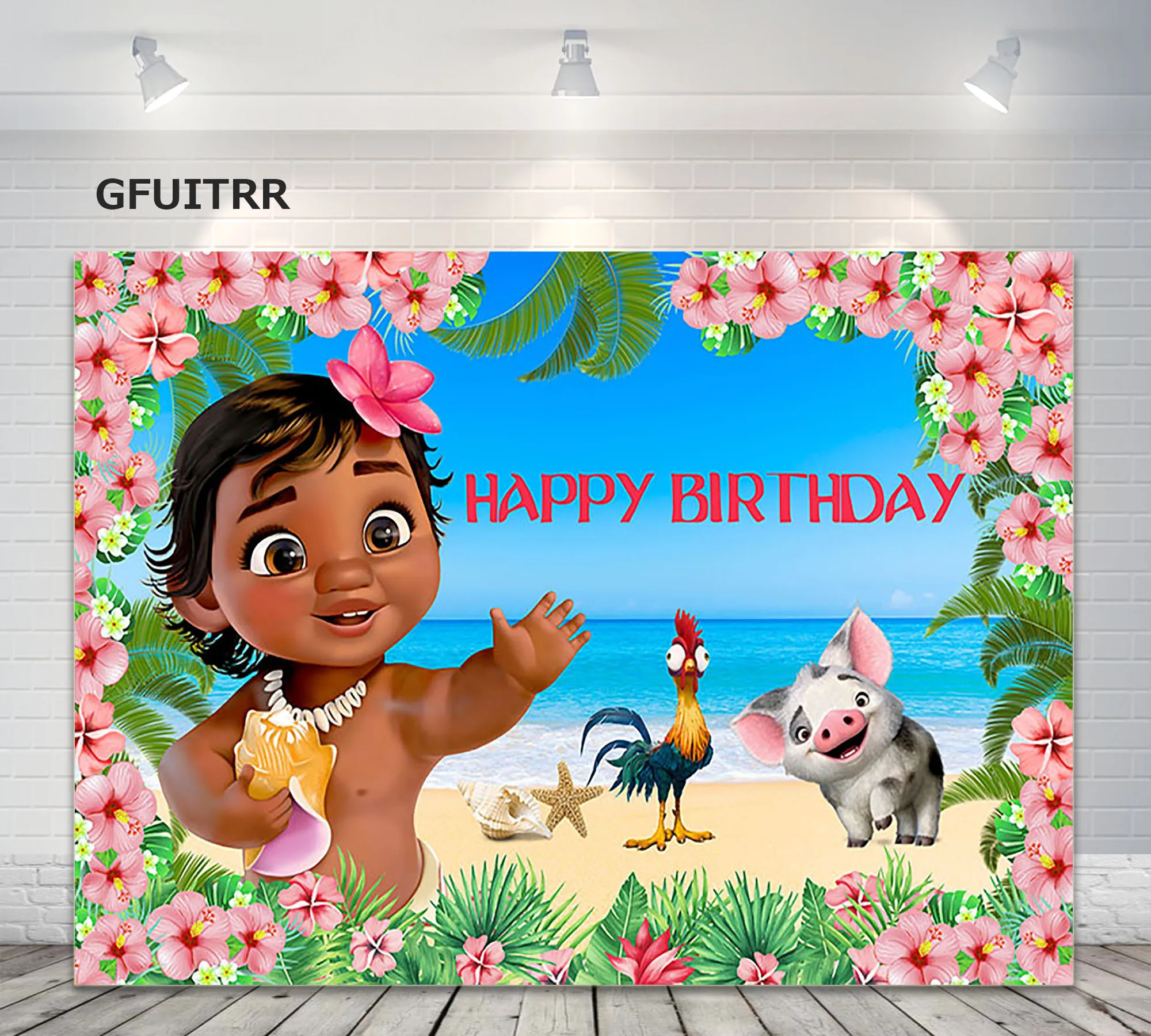 GFUITRR Baby Moana фон для фотосъемки девочек день рождения фото фон виниловый фото стенд реквизит