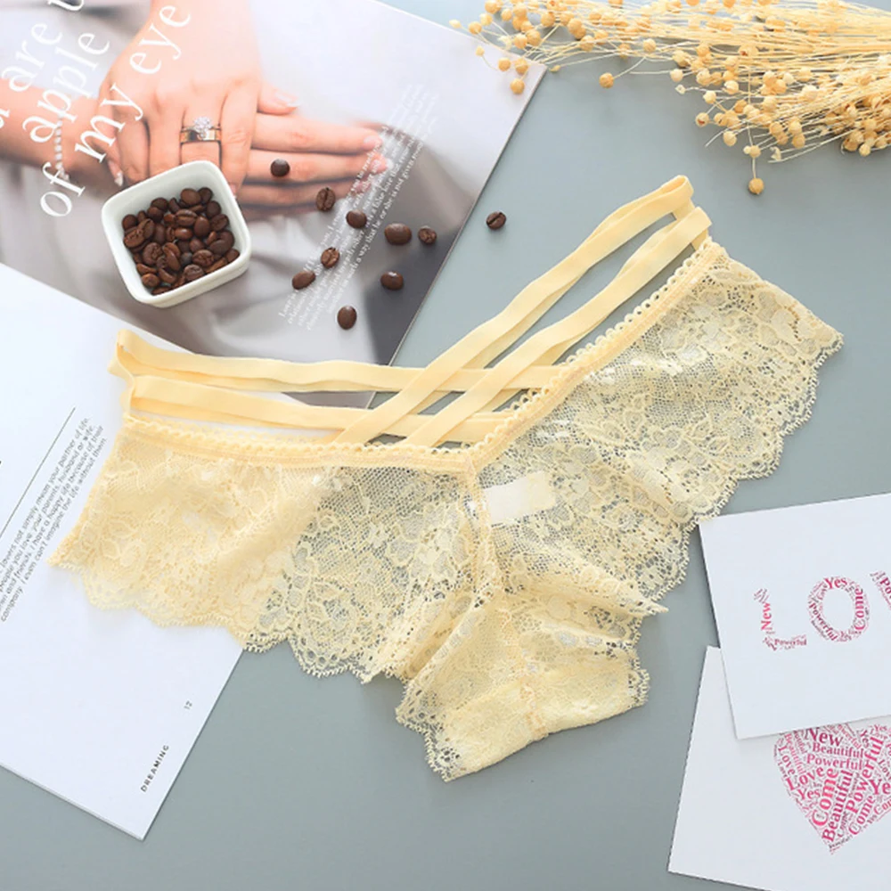 Women Sexy Panties Lace Low-rise Solid Sexy Briefs Female Underwear Pant Ladies Cross strap lace Lingerie Women G String Thong