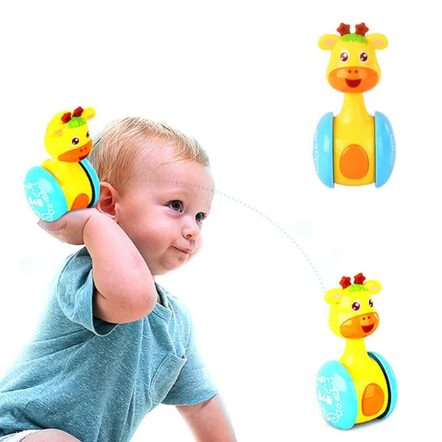 Newest Arrival Baby Tumble Toy Multicolor Cartoon Giraffe Shape Roly-Poly Doll Gift for Infant Boys Girls 4